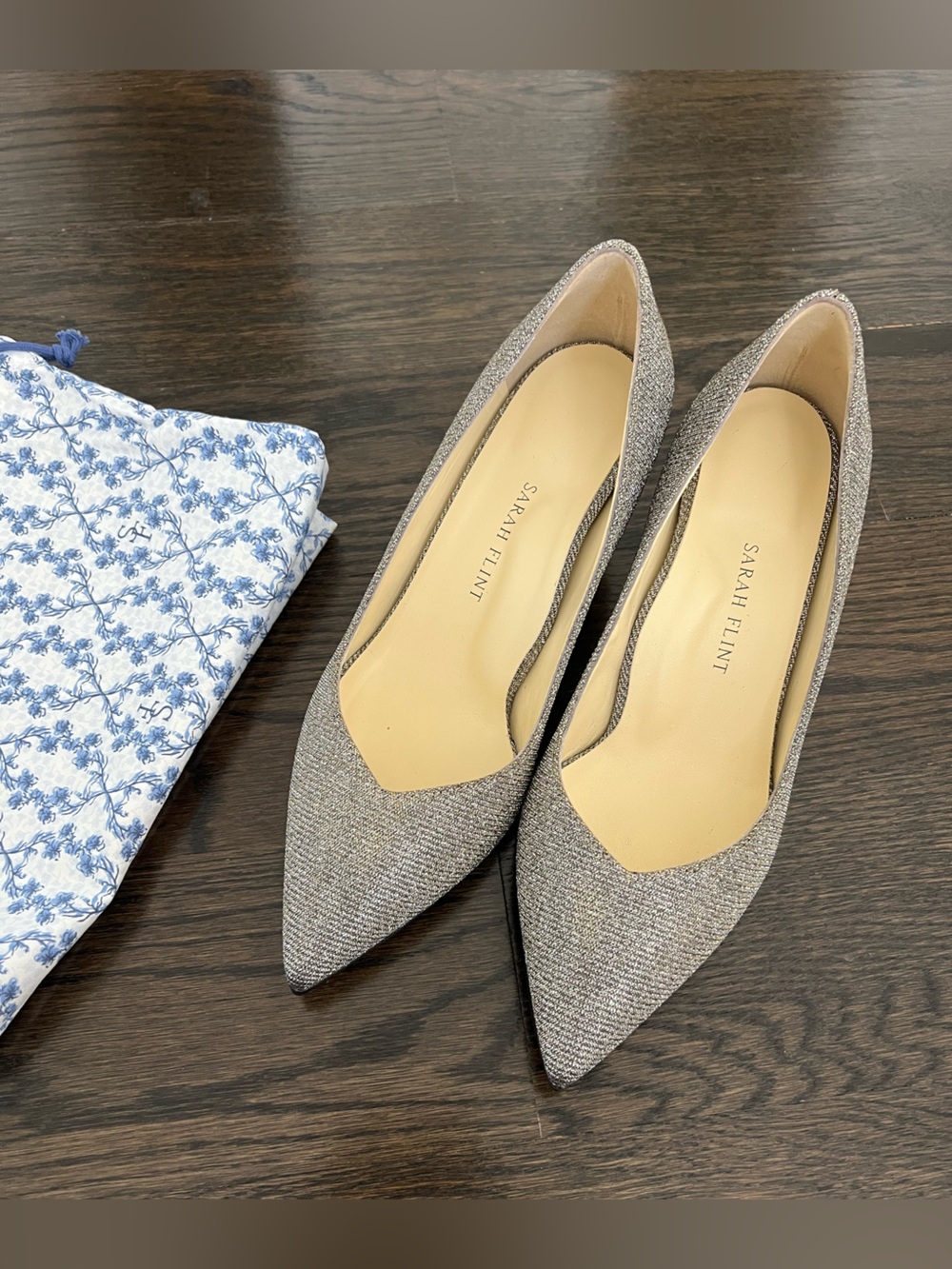 [Never Worn] Sarah Flint Perfect Kitten Pump 50 in Gunmetal Lame Sz US 7 (IT37)